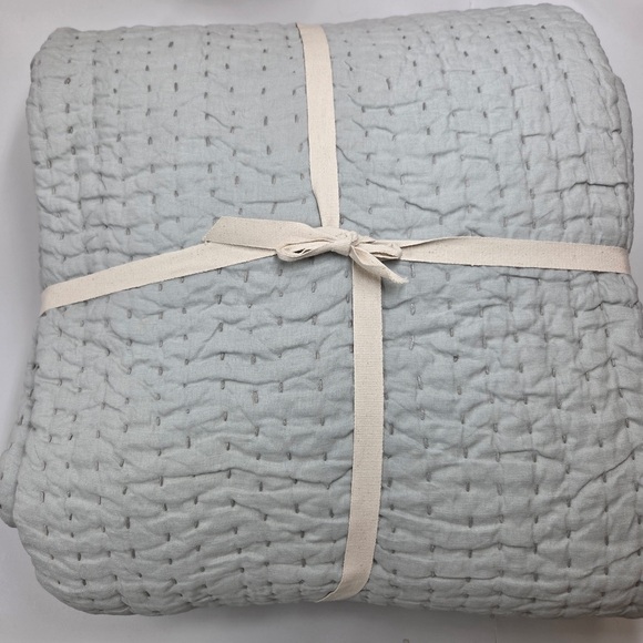 NWOT QUINCE European Linen Cotton Stitch Quilt King/Cal King Mist 4498 - Picture 7 of 9